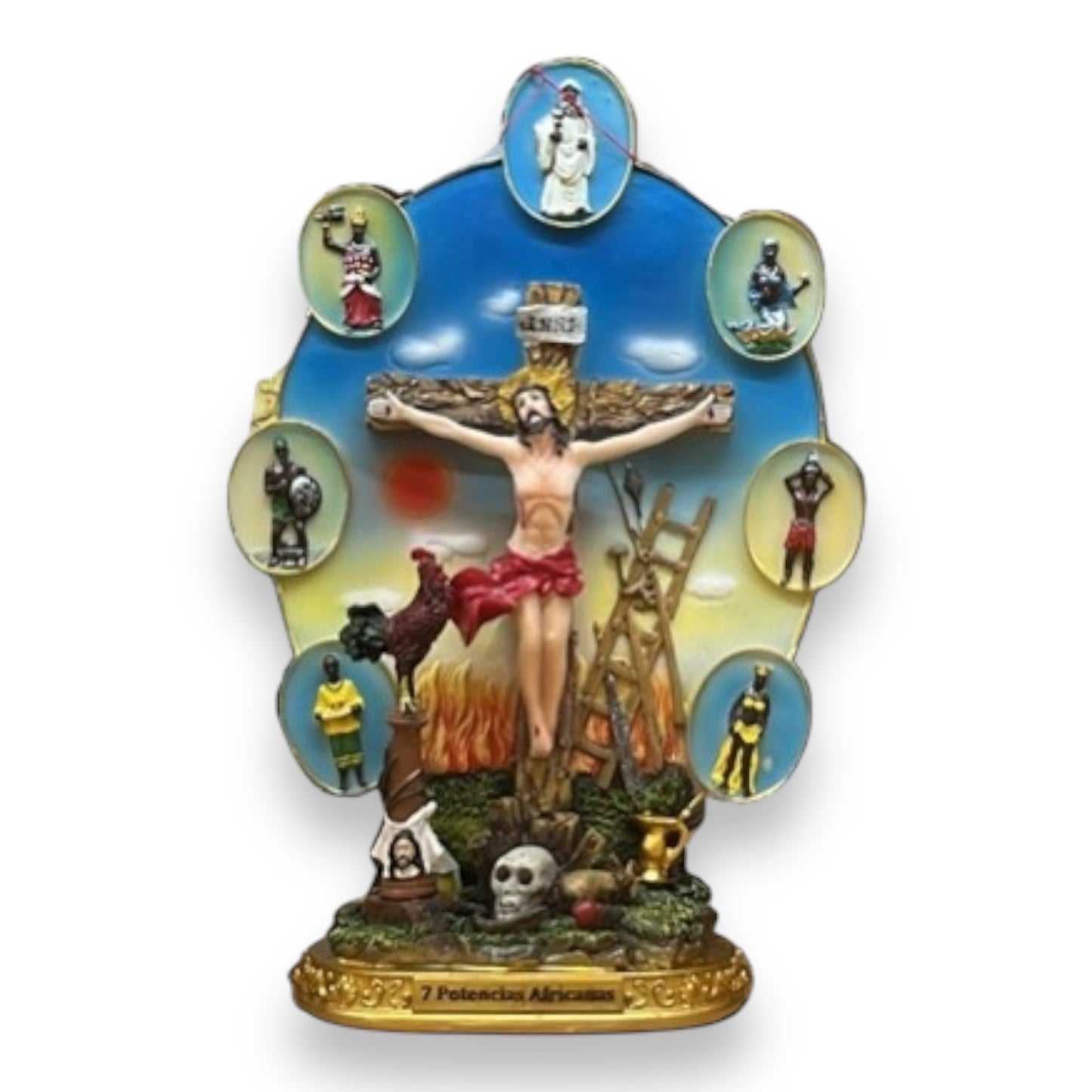 7 African Powers with Jesus Christ 13" Resin Figurine – Spiritual Decor, Orisha