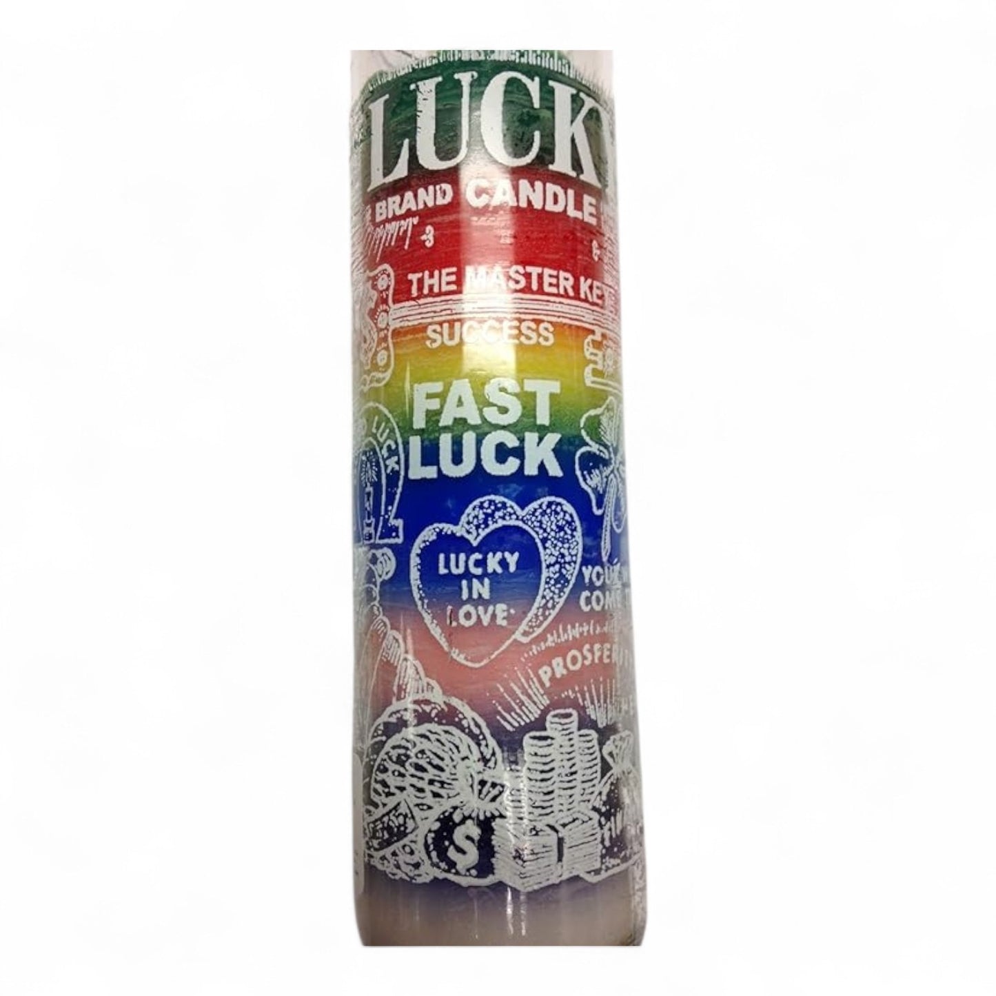 Prayer Candle 7 Day Fast Luck 8" Vela de Suerte Rápida Unscented Pillar Candle in Glass