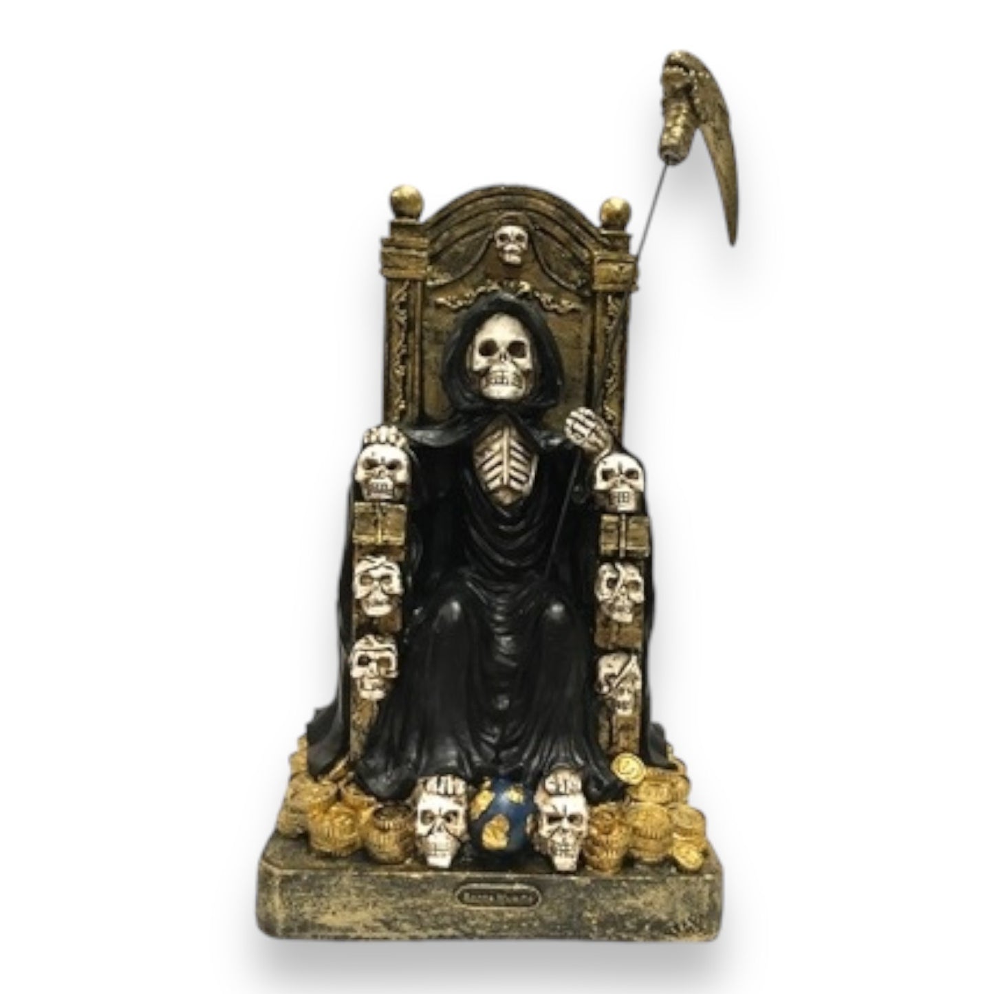Santa Muerte Sitting on Throne 12" Resin Figurine – Saint of Holy Death Statue