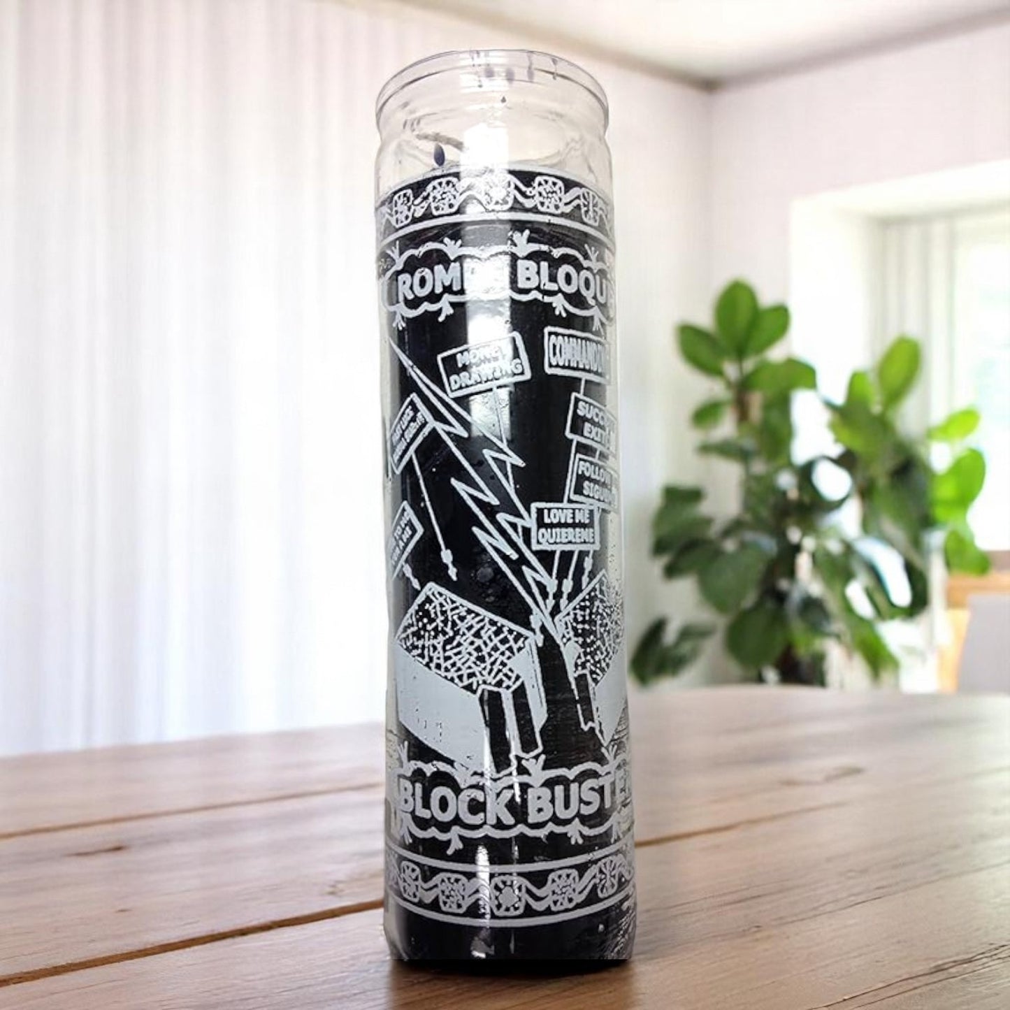 Candle Block Buster 7 Day - Vela Rompe Bloqueo 8" Inch Unscented Pillar Candle in Glass
