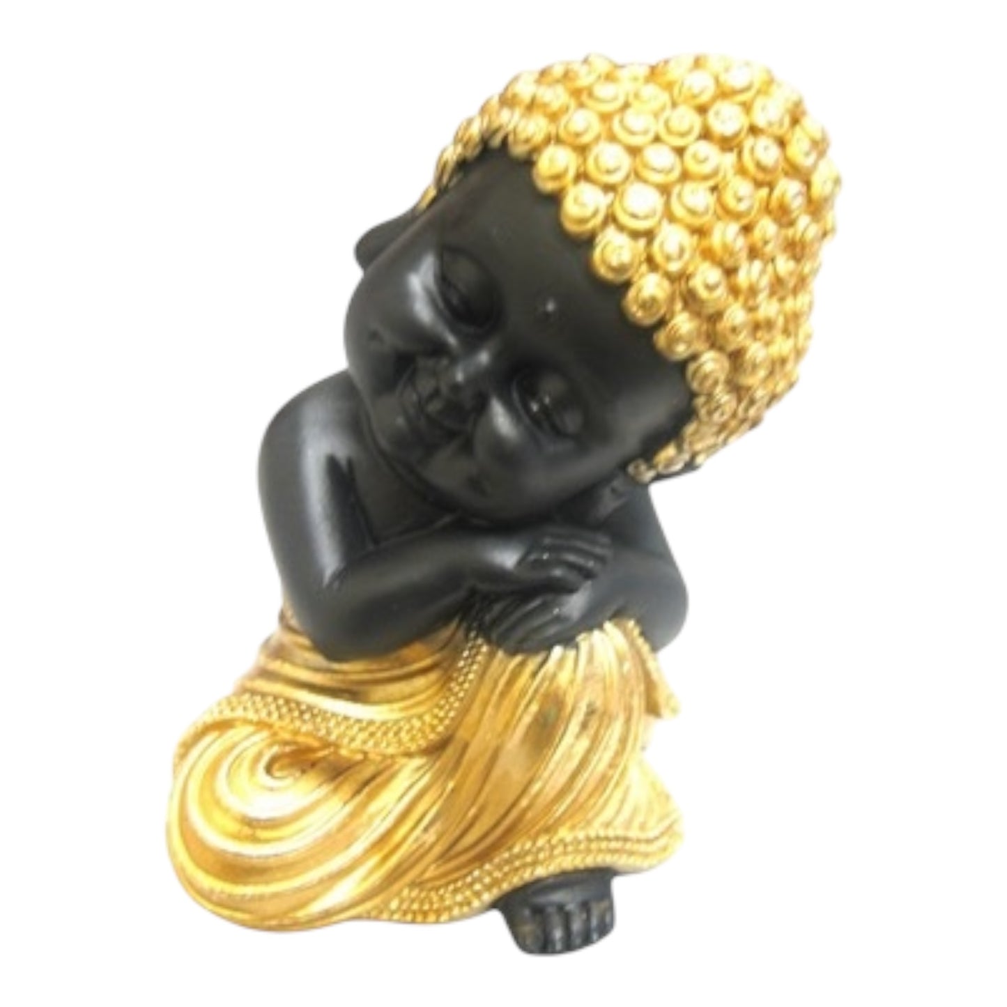 Black Buddha - "See , Speak , Hear , Resting on Right Knee and Resting on Left Knee Pose " - Religious Statue Figurine