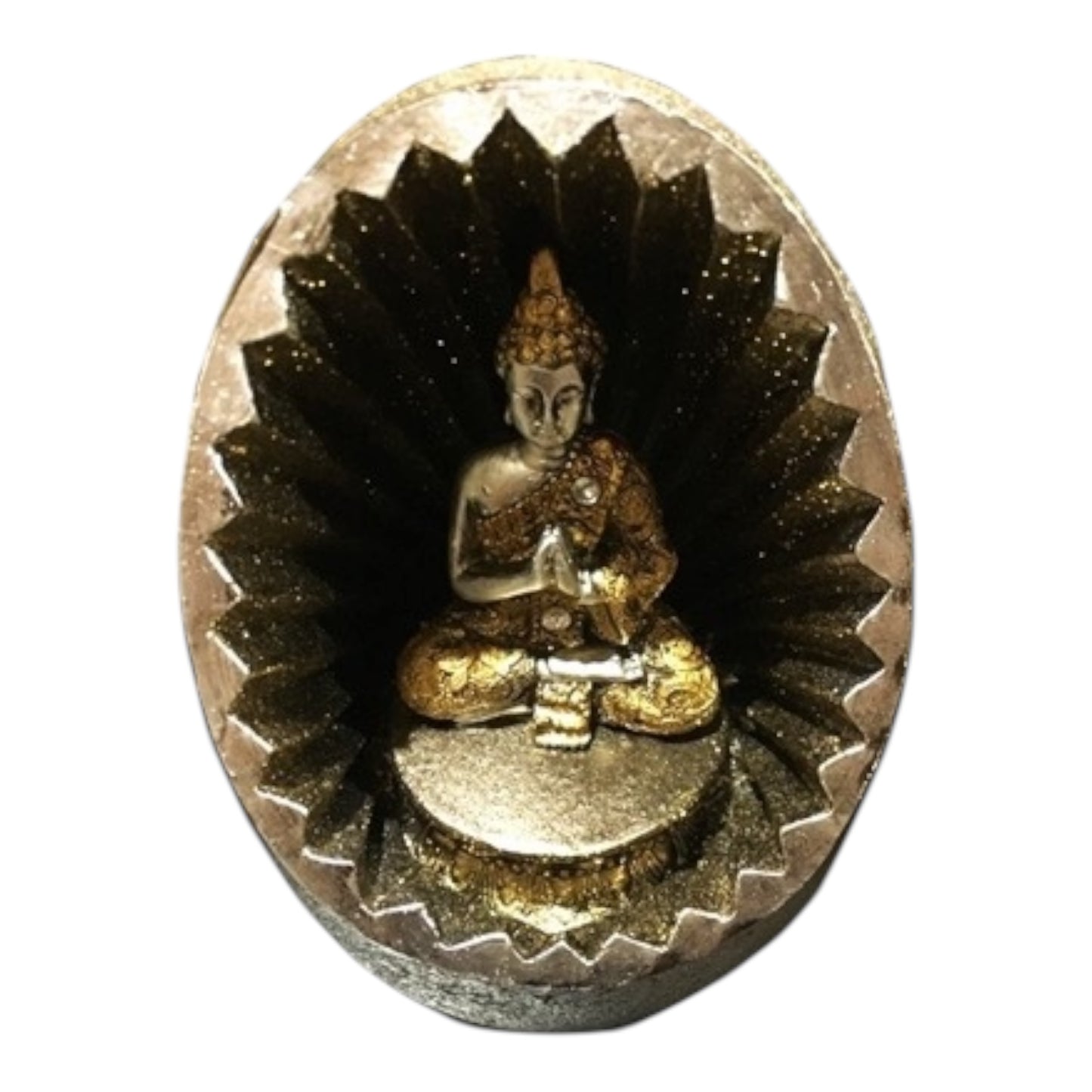 Buda Bebe y Adulto en Esfera - Gold Yellow , Gold Orange , Gold Brown - Buddha in a Sphere Religious Statue Figurine