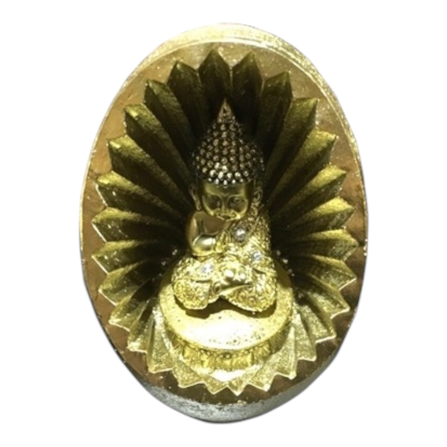Buda Bebe y Adulto en Esfera - Gold Yellow , Gold Orange , Gold Brown - Buddha in a Sphere Religious Statue Figurine