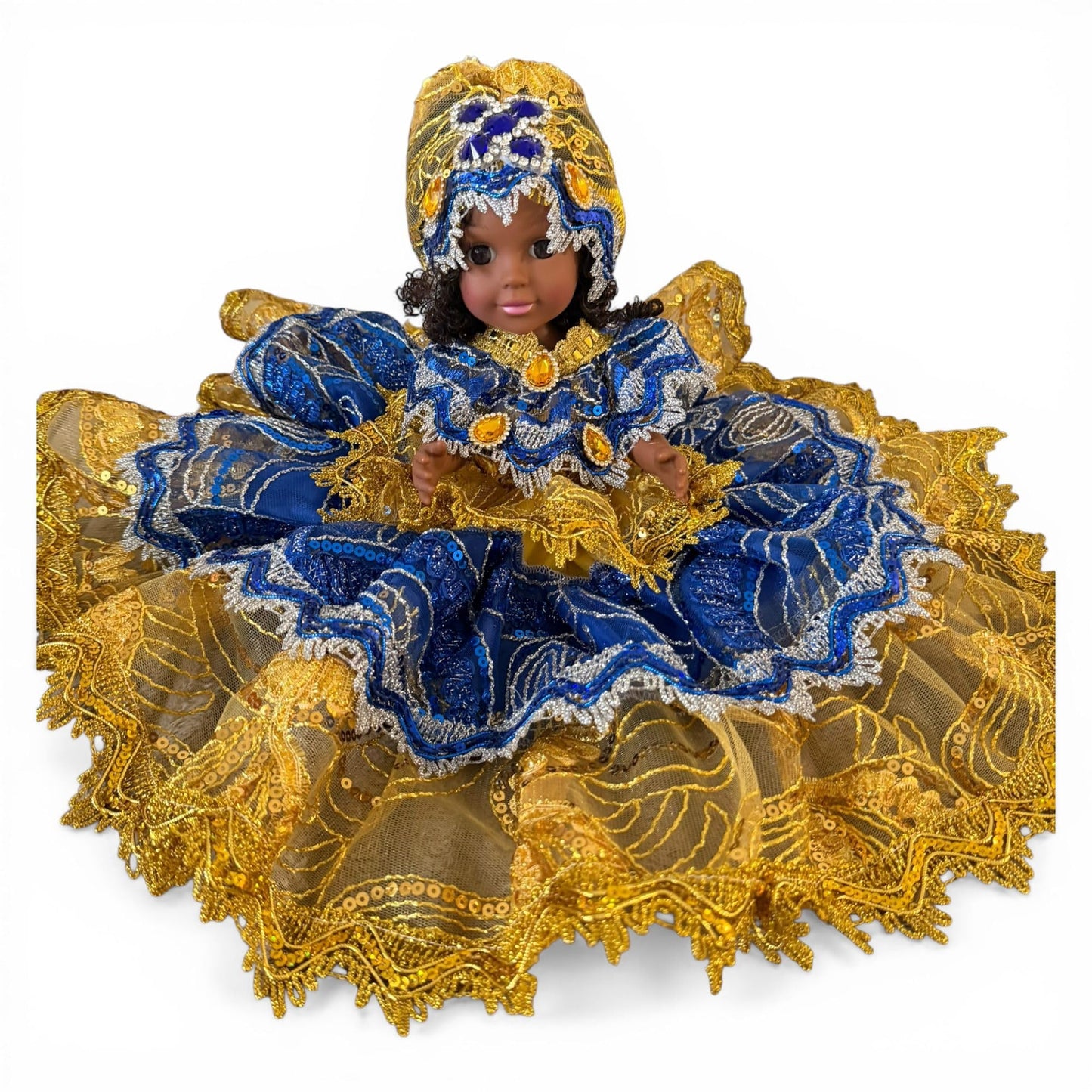 Handmade Blue and Gold Spiritual Doll – Yoruba Santeria