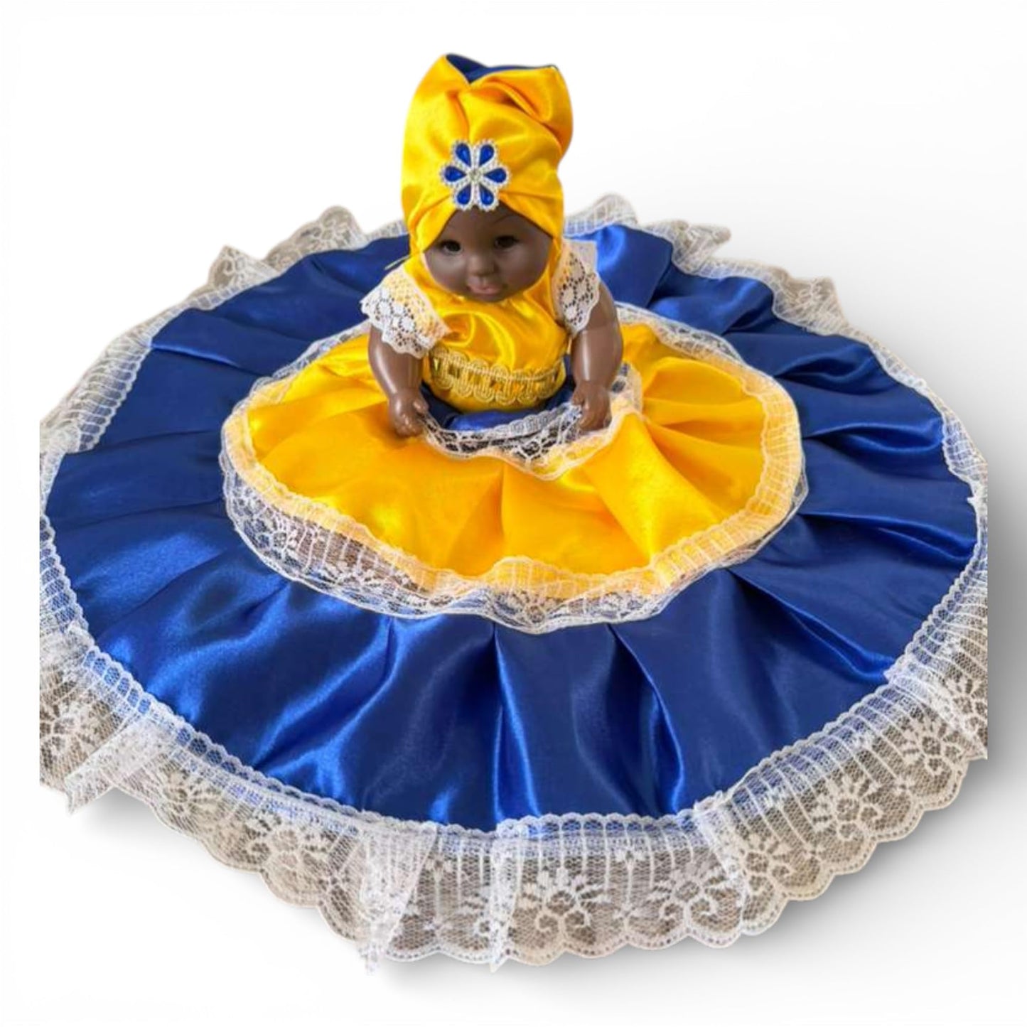 Handmade Santeria Spiritual Doll Blue and Yellow – Yoruba