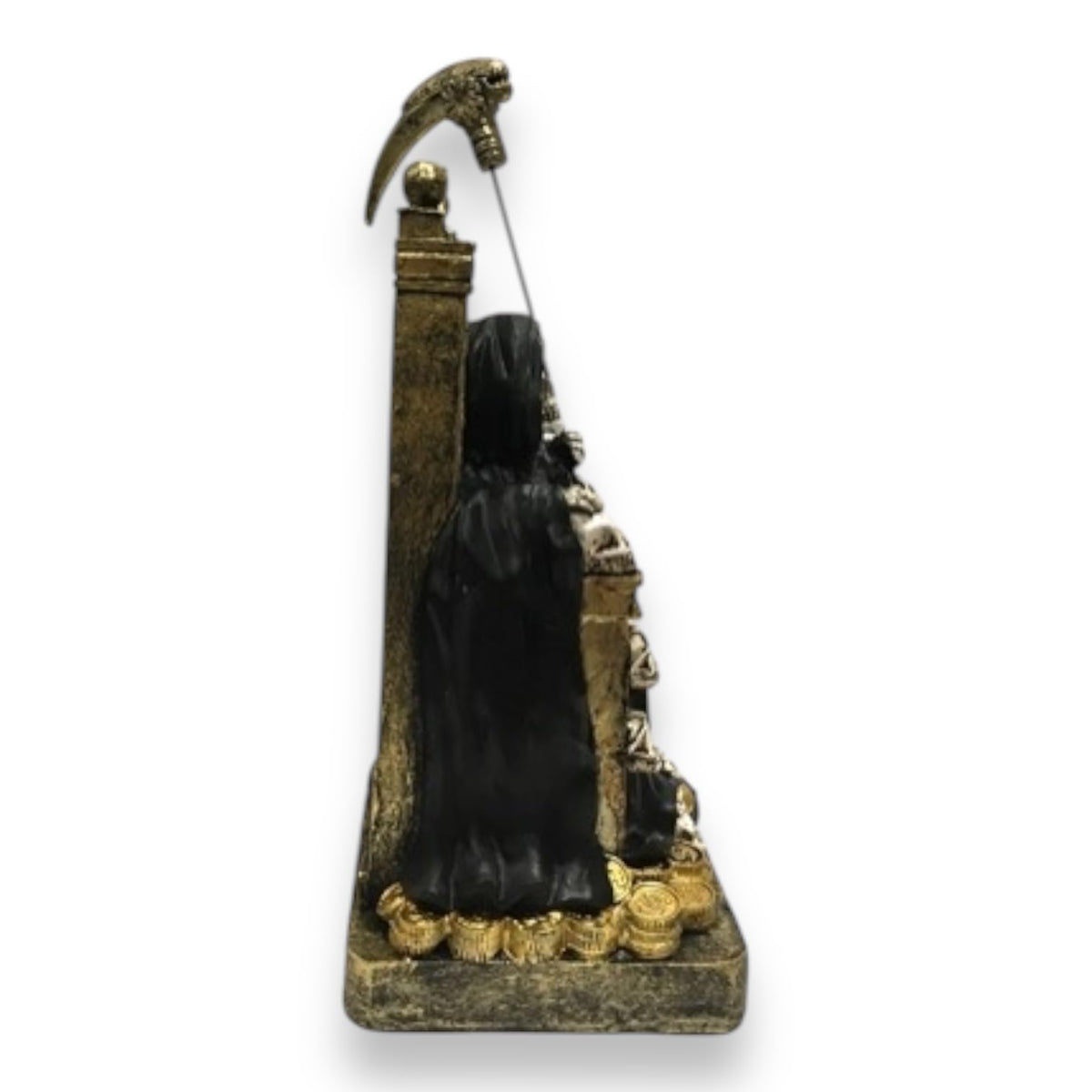 Santa Muerte Sitting on Throne 12" (Black/Negro) Resin - vista 4