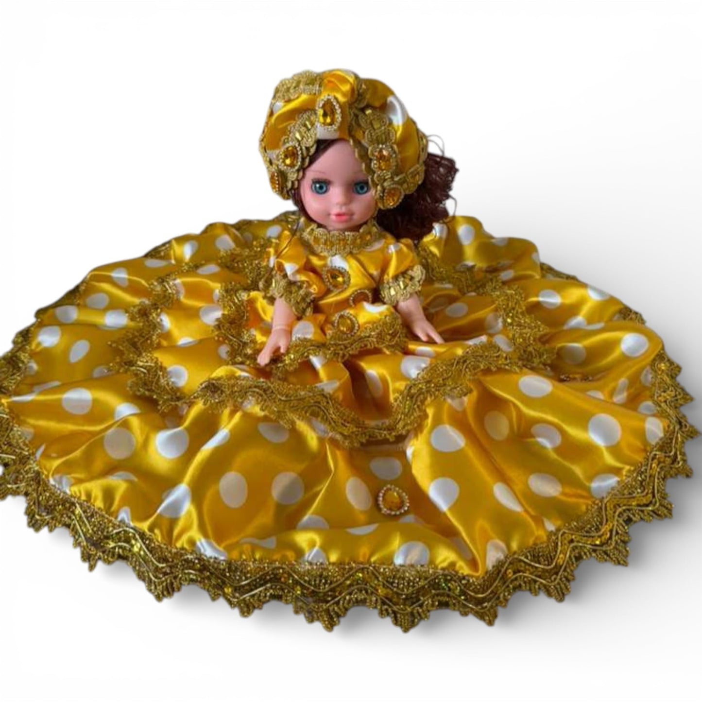 Handmade Spiritual Doll Yellow Polka Dot Dress – Santeria