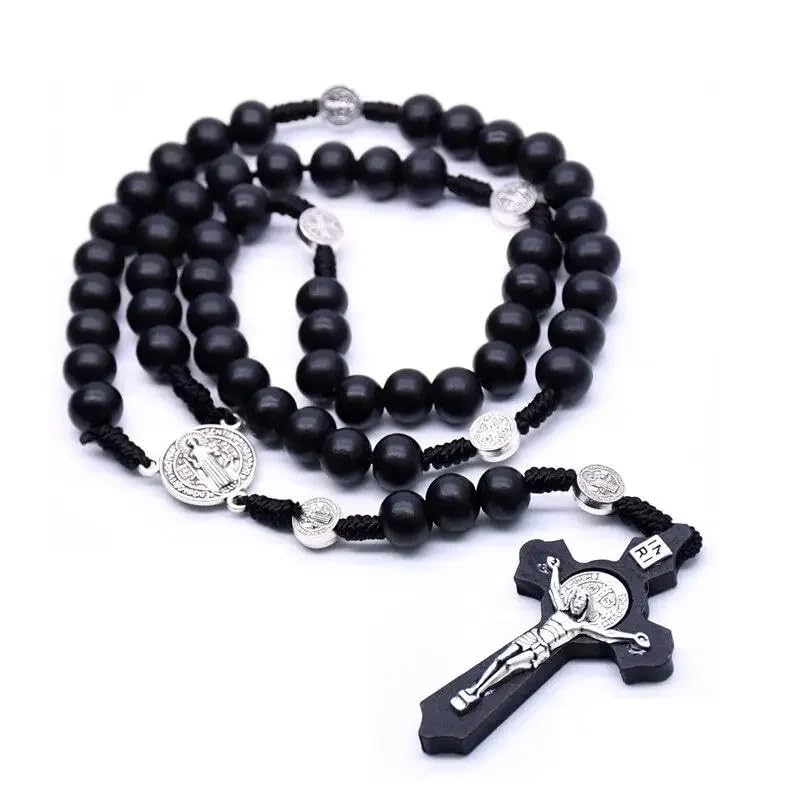Handcrafted Wooden Catholic Rosary Beads Necklace