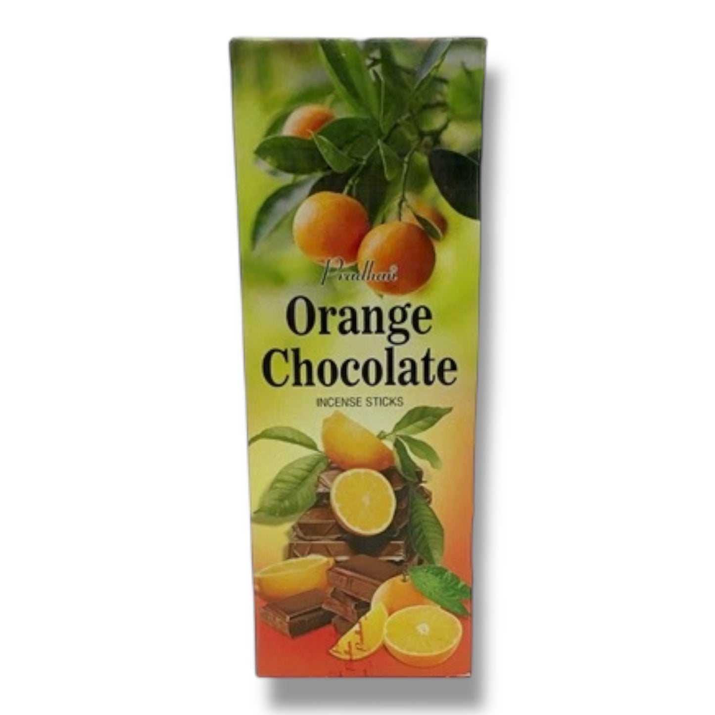 Orange Chocolate Incense Sticks – 120 Sticks Total – 6 Hexagon Packs of 20 – Unique Sweet & Citrusy Aroma, Hand-Rolled Indian Incense for Meditation, Relaxation, Mood Uplifting – Pradhan Brand
