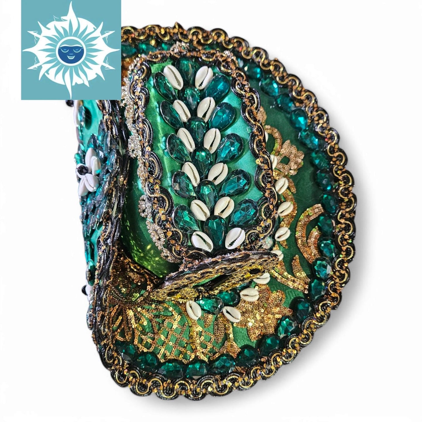 Sombrero Decorado Grande Oggun Hat Santeria, Ifa Handmade Sombrero de Ogun Green