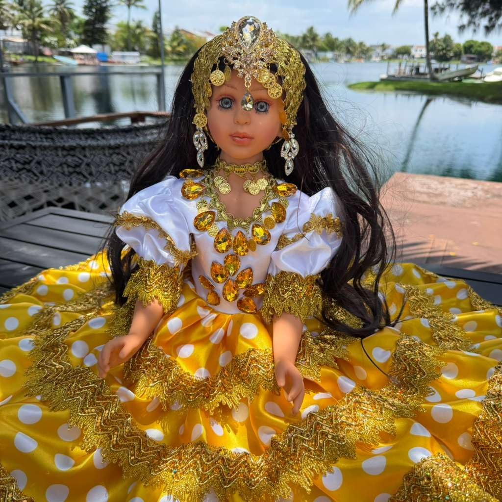 26" Yellow Gitana Muneca Spiritual Figure for Yoruba Santeria Altar Oshun