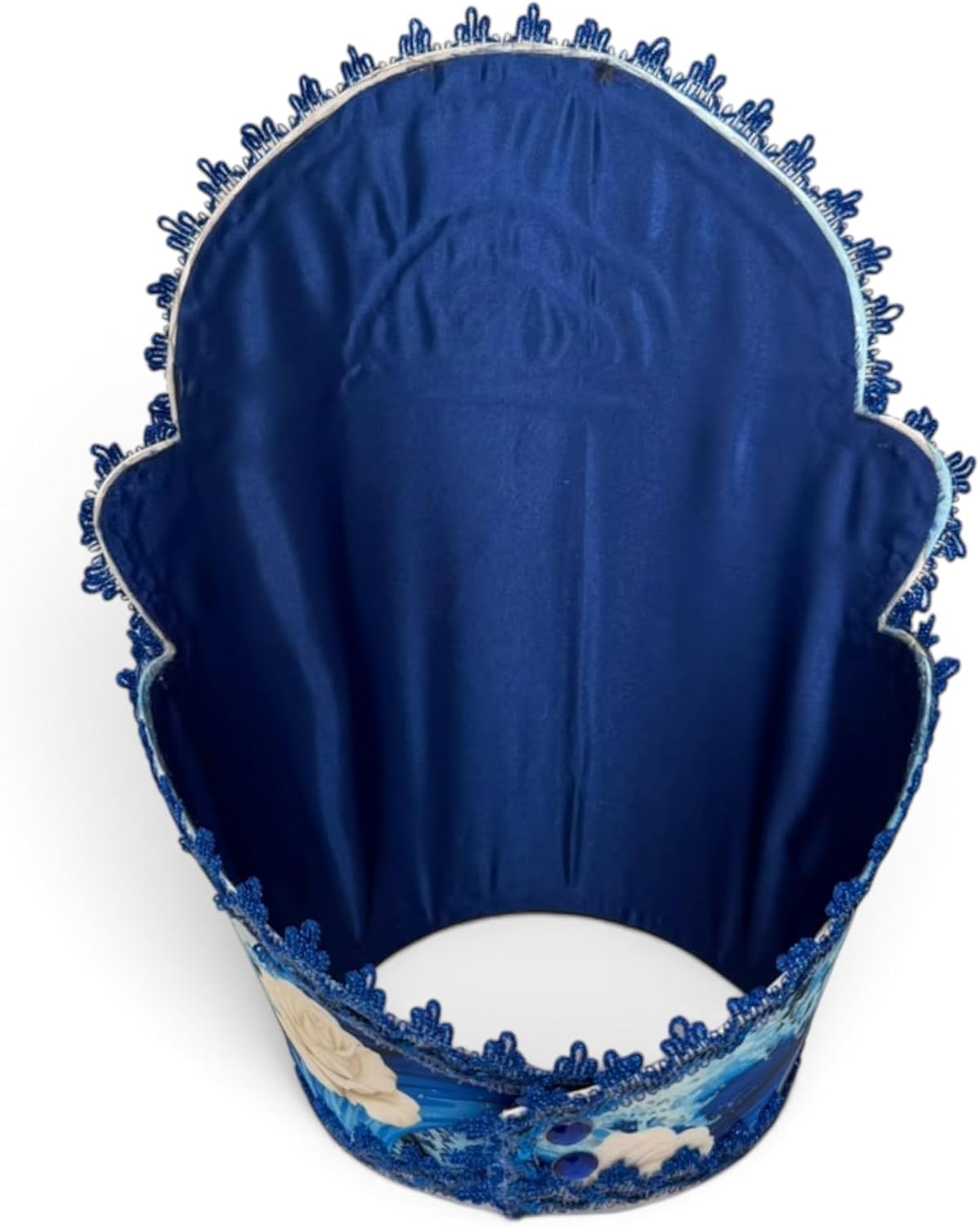 Decorated Orisha Yemaya Crown Yoruba Santeria Spiritual Altar Ceremonial Religious Decoration, Blue