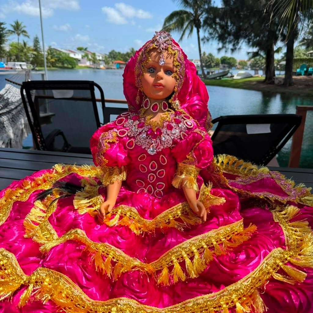 26" Pink Gitana Muneca Inspired by Obba – Spiritual Altar Figure with Floral Dress