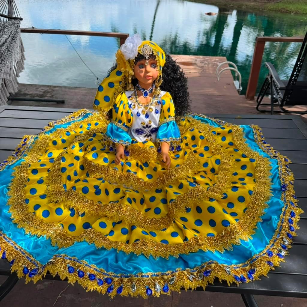 Gitana Spiritual Muneca 26 Inch Yellow Blue Yoruba Santeria Altar Decor