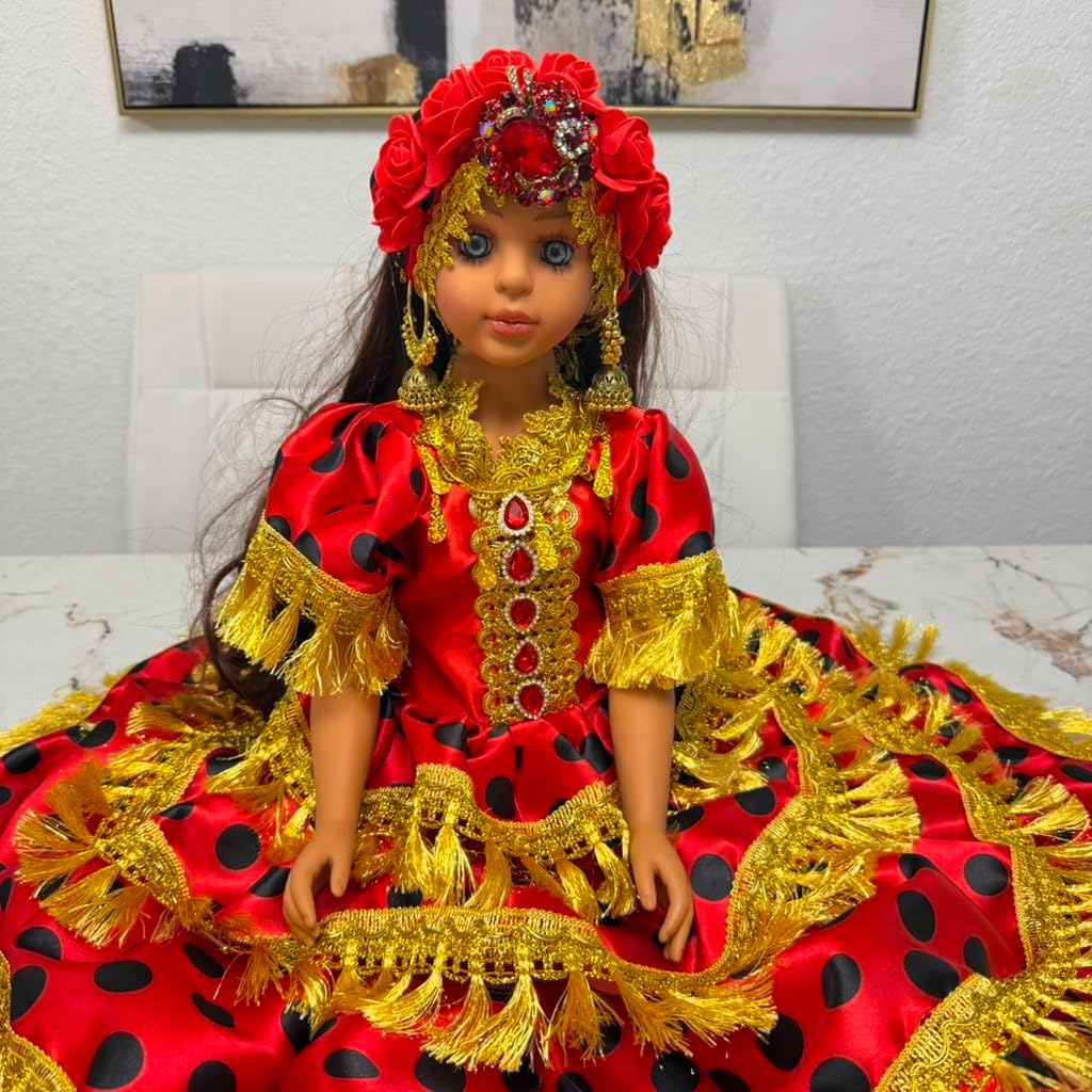 26-Inch Yoruba Gitana Spiritual Muneca, Red Santeria Altar Decor
