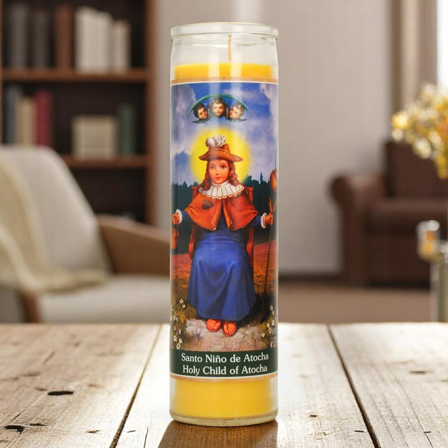 Prayer Candle 7 Day Holy Child of Atocha 8" Vela de Santo Niño de Atocha Unscented Pillar Candle in Glass