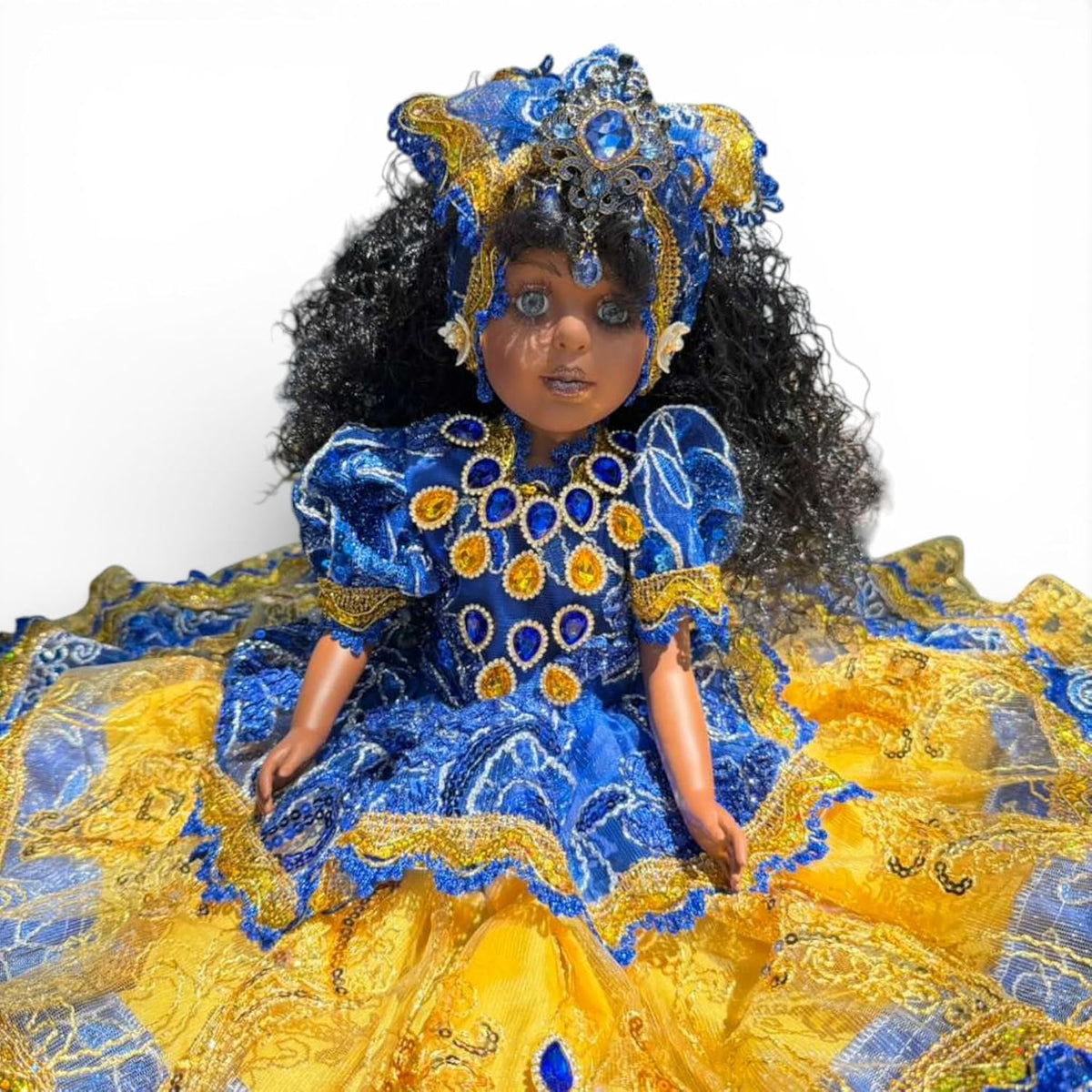 Gitana Spiritual Muneca 21 Inch Blue Yellow Altar Decor