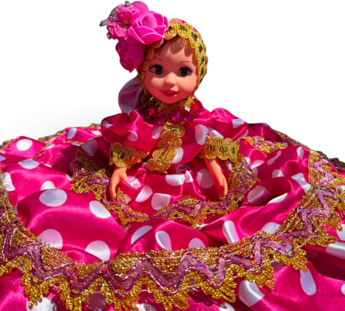 10" Pink Gitana Muneca Inspired by Obba – Spiritual Altar Figure with Polka Dot Dress
