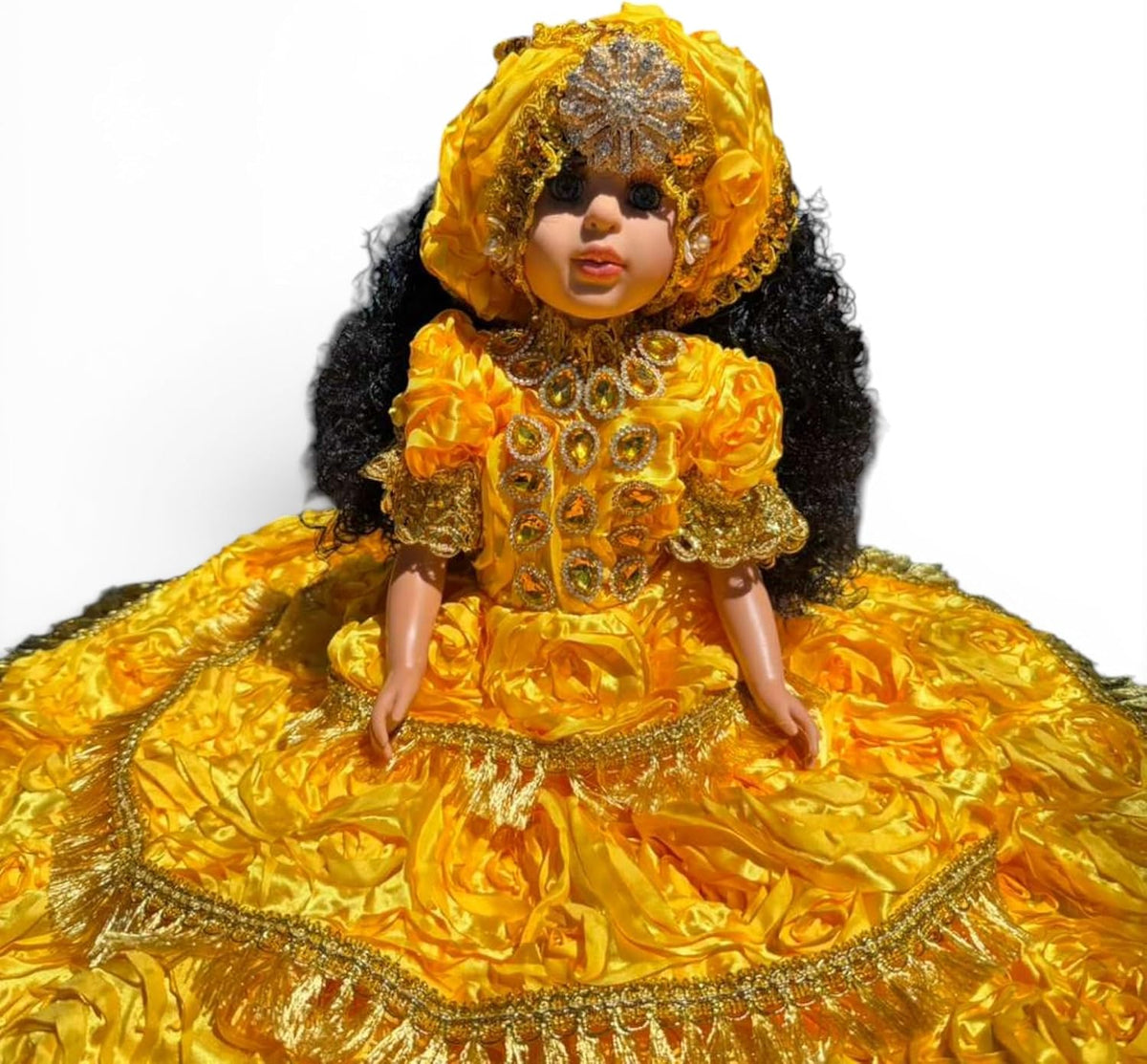 Oshun Gitana Spiritual Muneca 21 Inch Yellow Gold Altar Decor