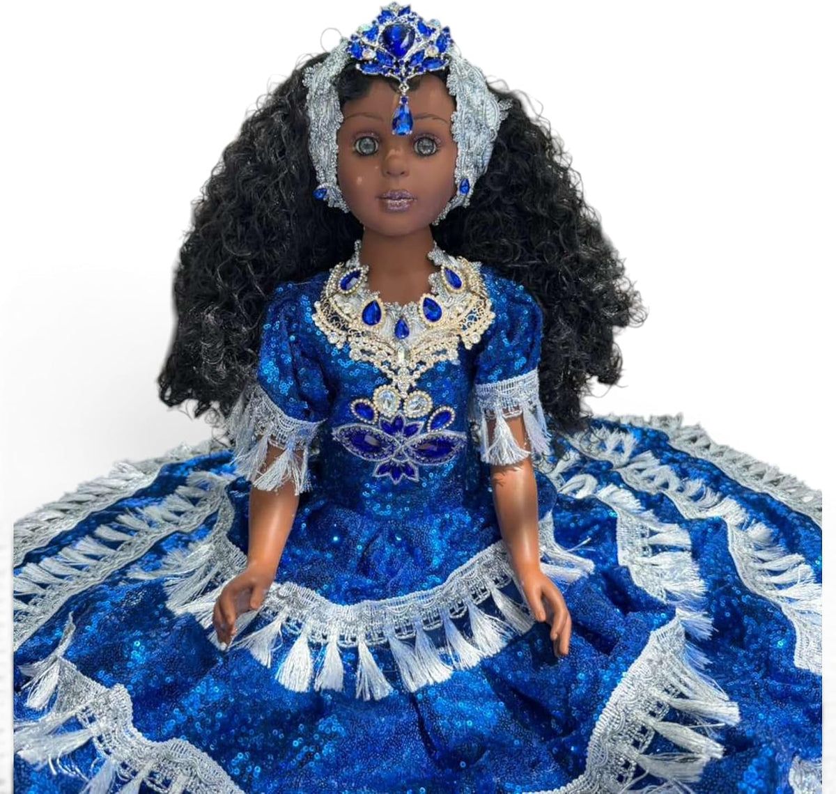 26" Blue & White Muneca Gitana Yoruba – Spiritual Altar Decor Santeria
