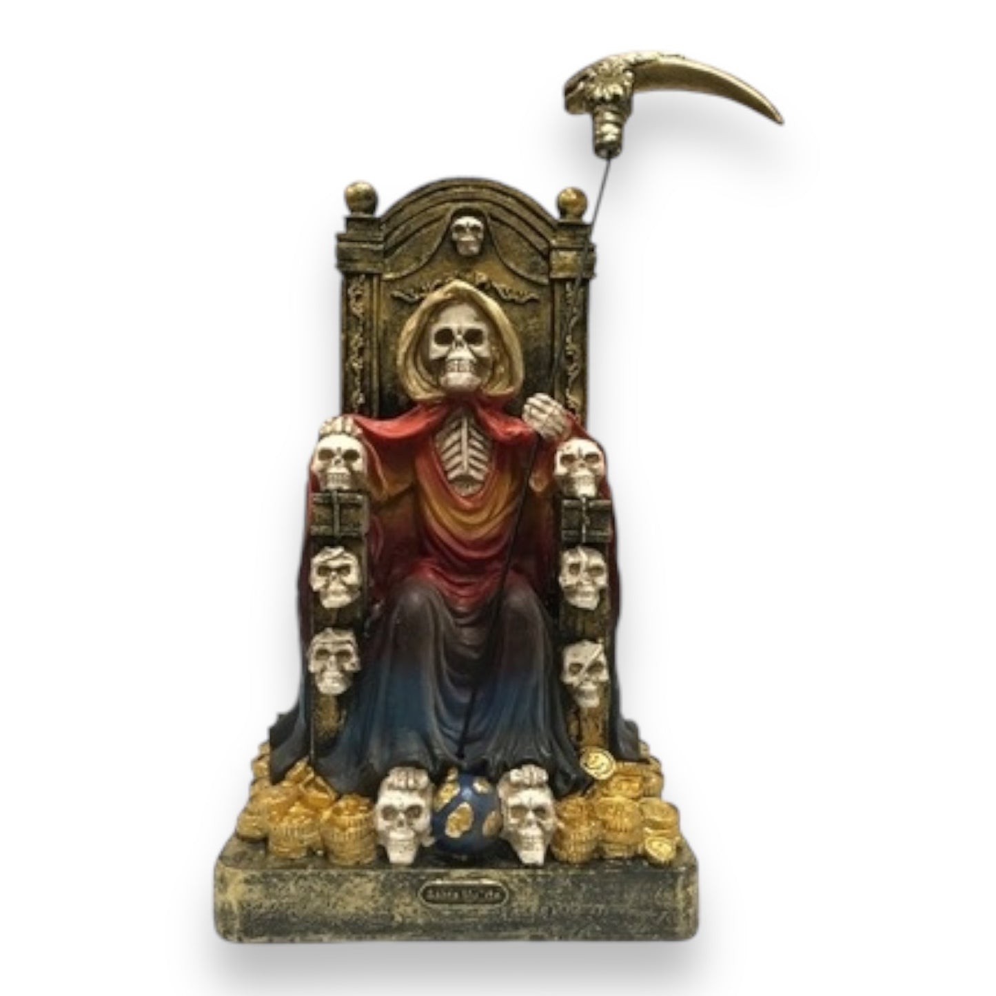 Santa Muerte Sitting on Throne 12" Resin Figurine – Saint of Holy Death Statue