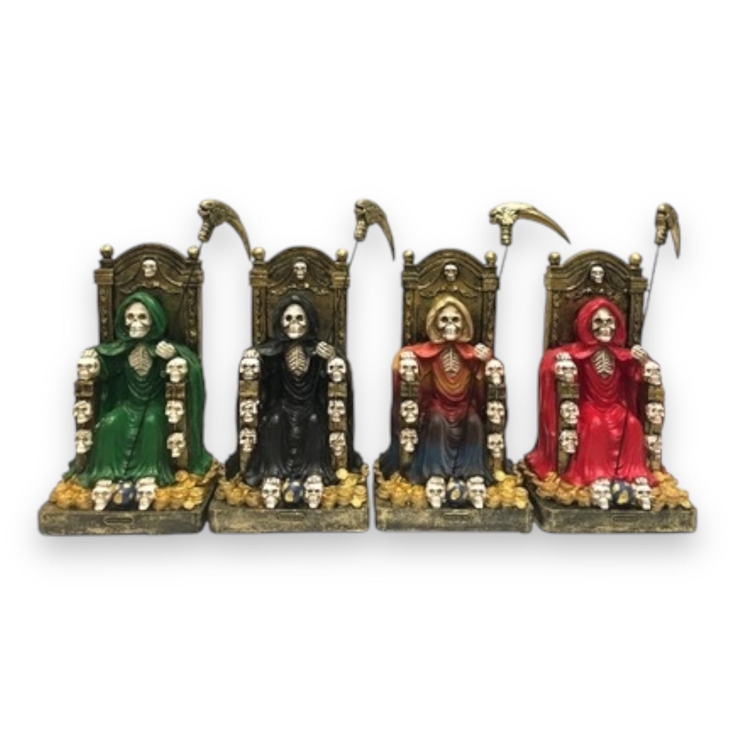Santa Muerte Sitting on Throne 12" Resin Figurine – Saint of Holy Death Statue