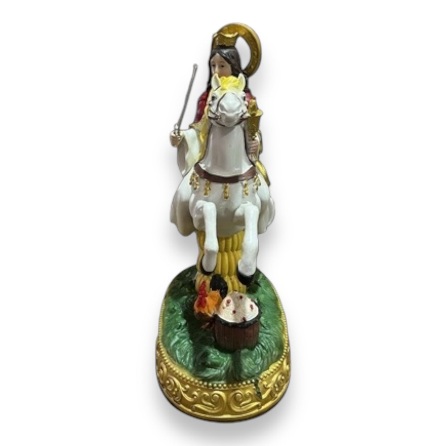 Santa Barbara con Caballo Blanco - Saint Barbara Riding White Horse - Religious Statue Figurine
