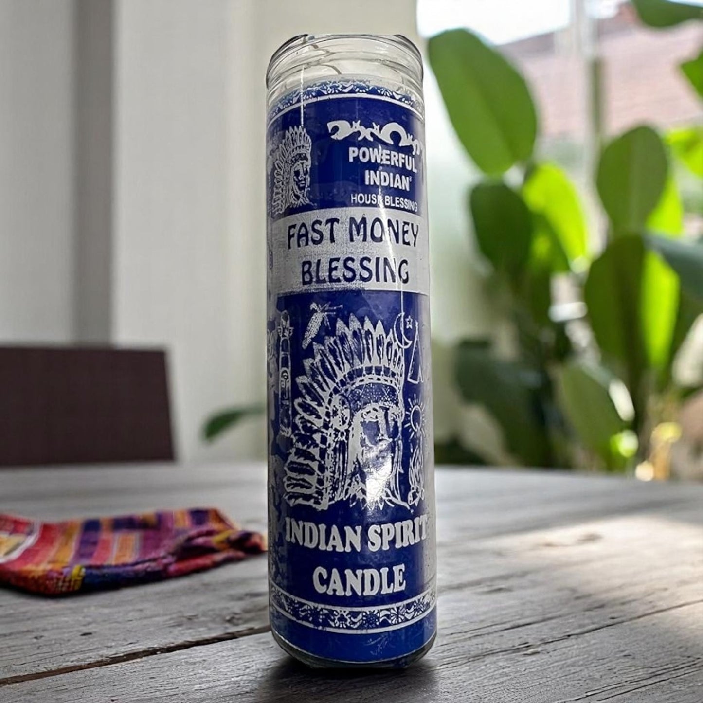 Prayer Candle 7 Day Fast Money Blessing 8" Bendición de Dinero Rápido Unscented Pillar Candle in Glass