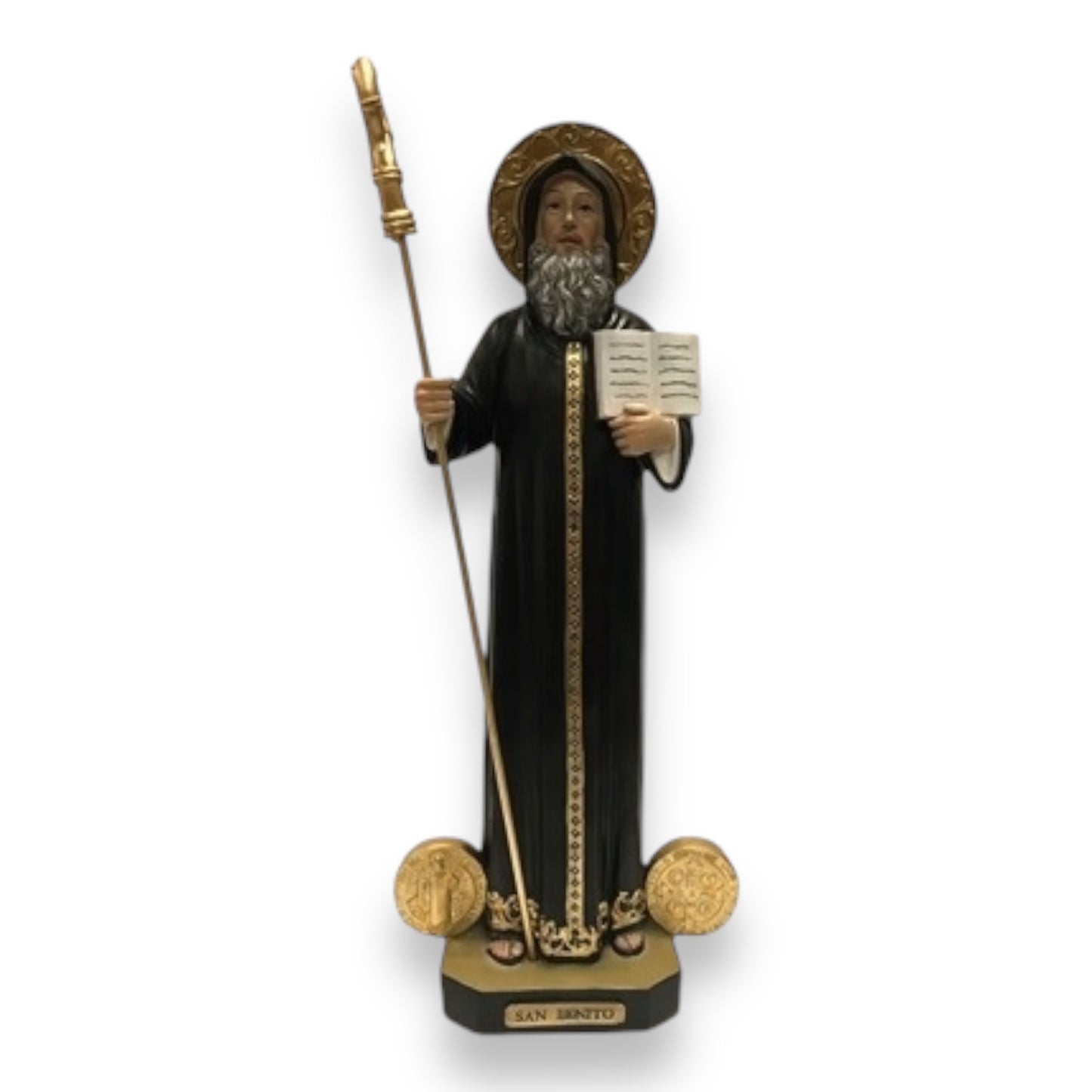 Saint Benedict 18” San Benito Estatua, Resin Figurine – Large Religious Statue