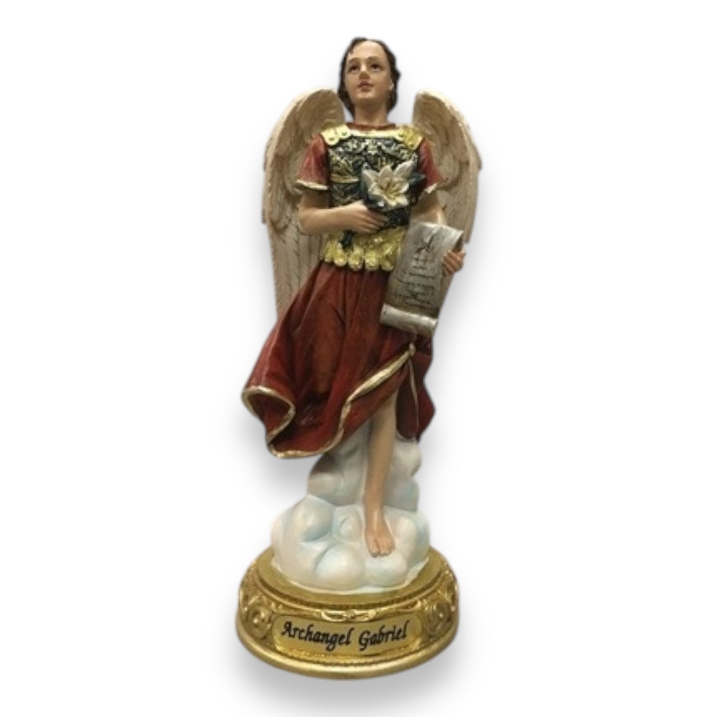 Saint Gabriel Archangel 8" and 12" Resin Figurine – Religious Statue for Home and Altar