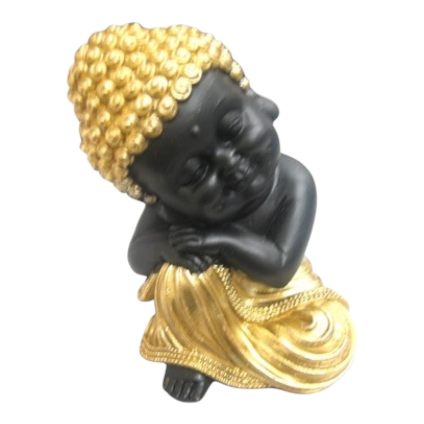 Black Buddha - "See , Speak , Hear , Resting on Right Knee and Resting on Left Knee Pose " - Religious Statue Figurine