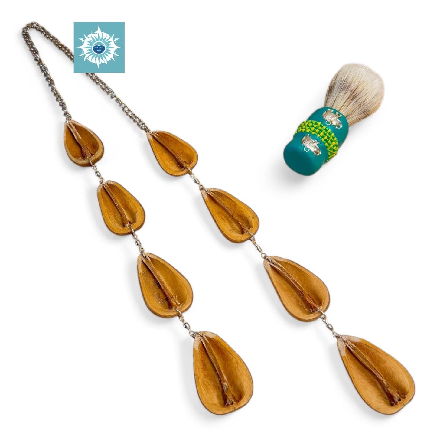 Combo Tablero de Ifa con Brocha y Opele, Babalawo, Santeria, Orula Set, Ifa Board, Brush and Ekuele, Wooden