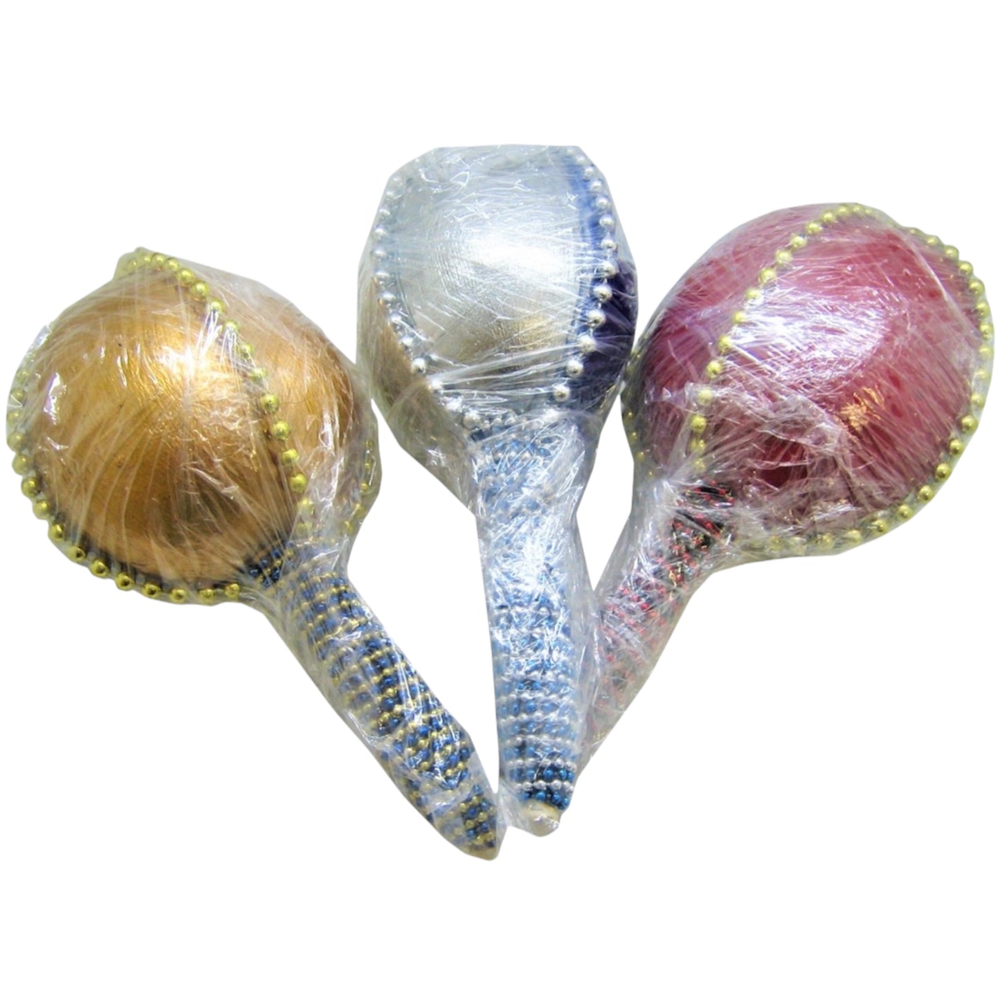 Religious Maraca with Plastic Beads, Ritual Musical Instrument for Spiritual Ceremonies (Shango (Red and White))