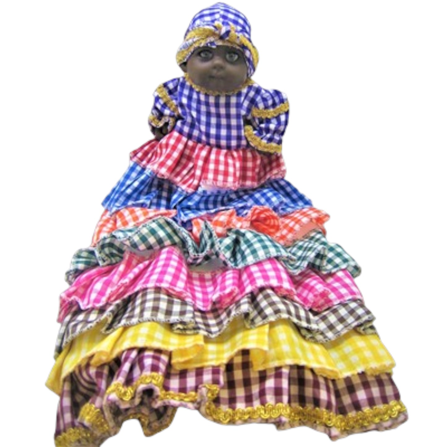 Baby OYA Doll Checkered Pattern – 6" Tall, Spiritual Doll, Santeria ifa Orishas