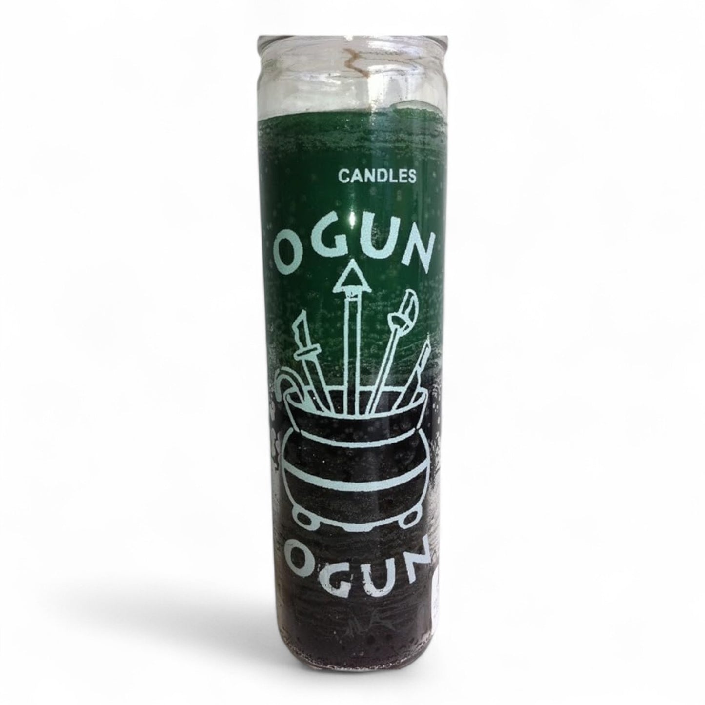 Prayer Ogun Candle 7 Day Ogun 8" Inch Unscented Pillar Candle in Glass