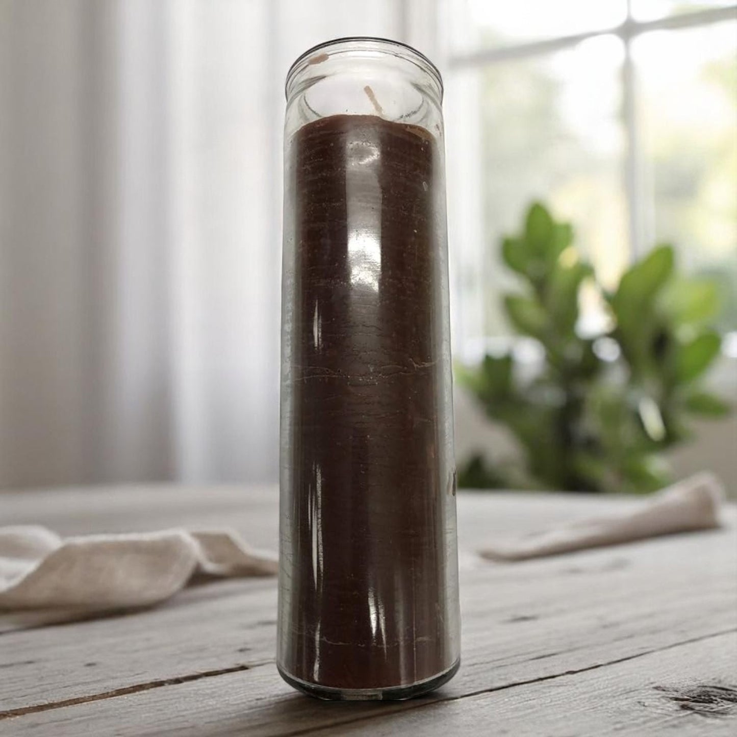 Day Black , Yellow , Red , Blue , Green , Brown Candle in Glass – 8" Unscented Spiritual Prayer Vela for Rituals, Protection, Meditation, Santería, Hoodoo, Spell Work, Religious Altar Pillar Candle