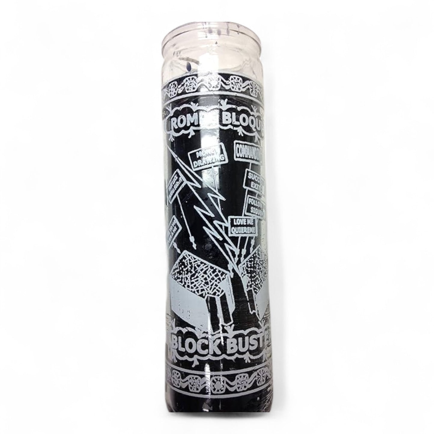 Candle Block Buster 7 Day - Vela Rompe Bloqueo 8" Inch Unscented Pillar Candle in Glass