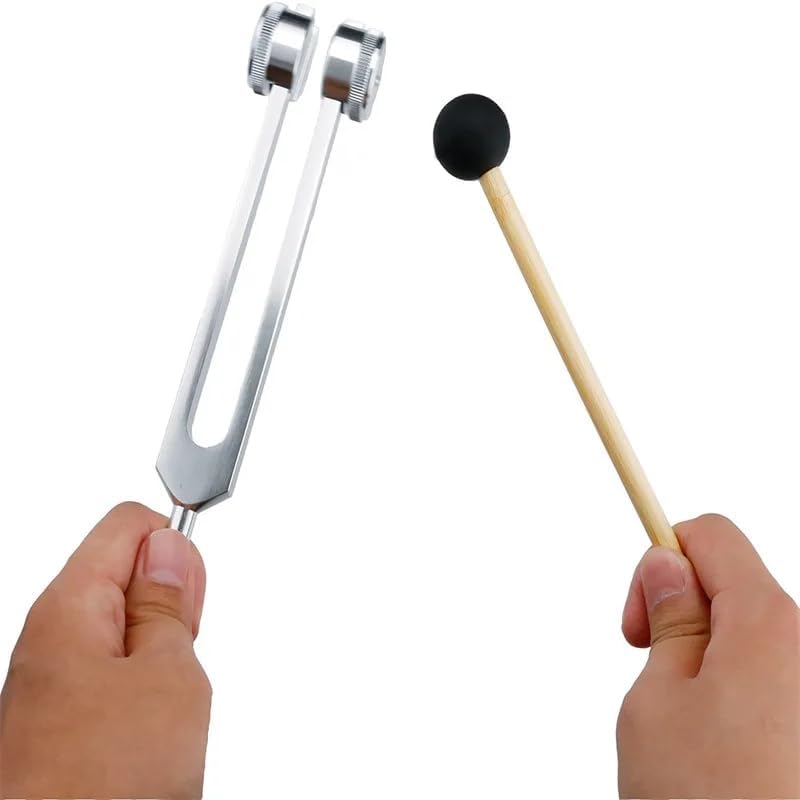 Healing Tuning Fork with Mallet - 128Hz, 432Hz, or 528Hz - Meditation, Stress Relief, Chakra & Energ