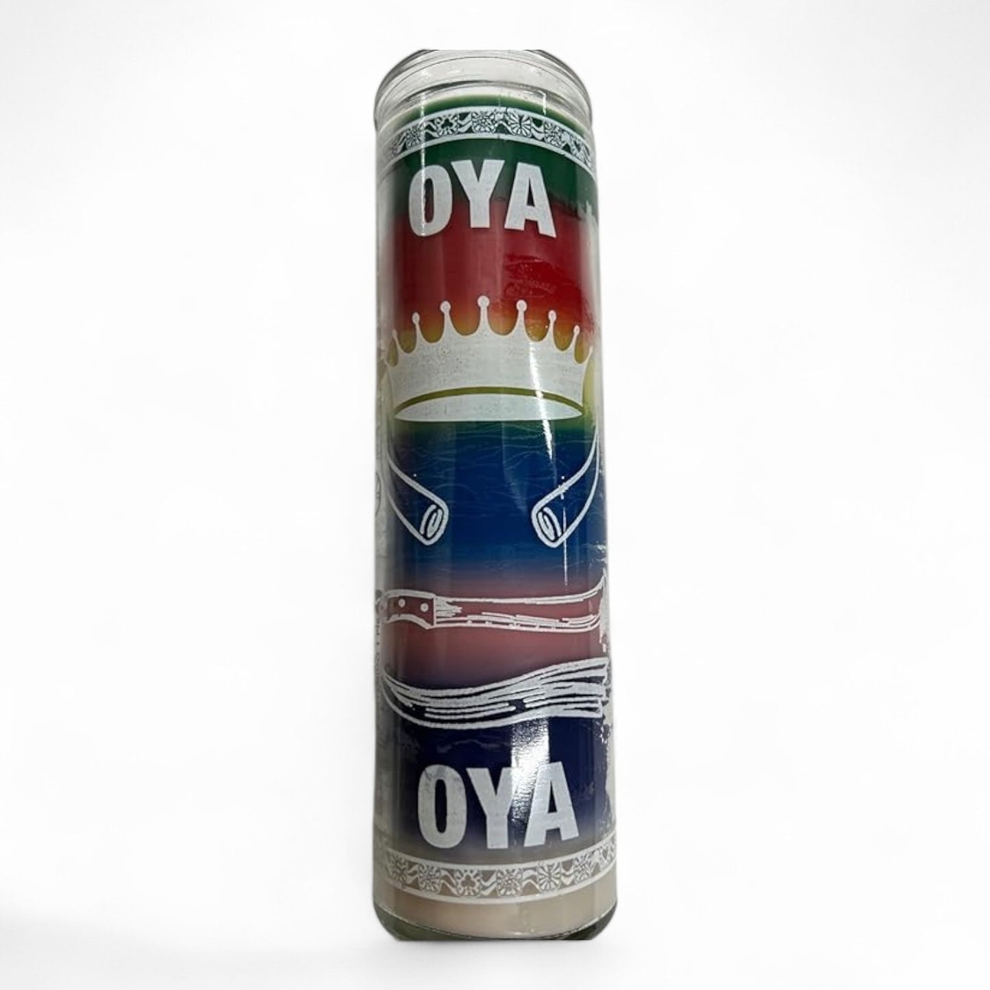 Prayer Candle 7 Day OYA 8" Inch Vela de OYA Unscented Pillar Candle in Glass