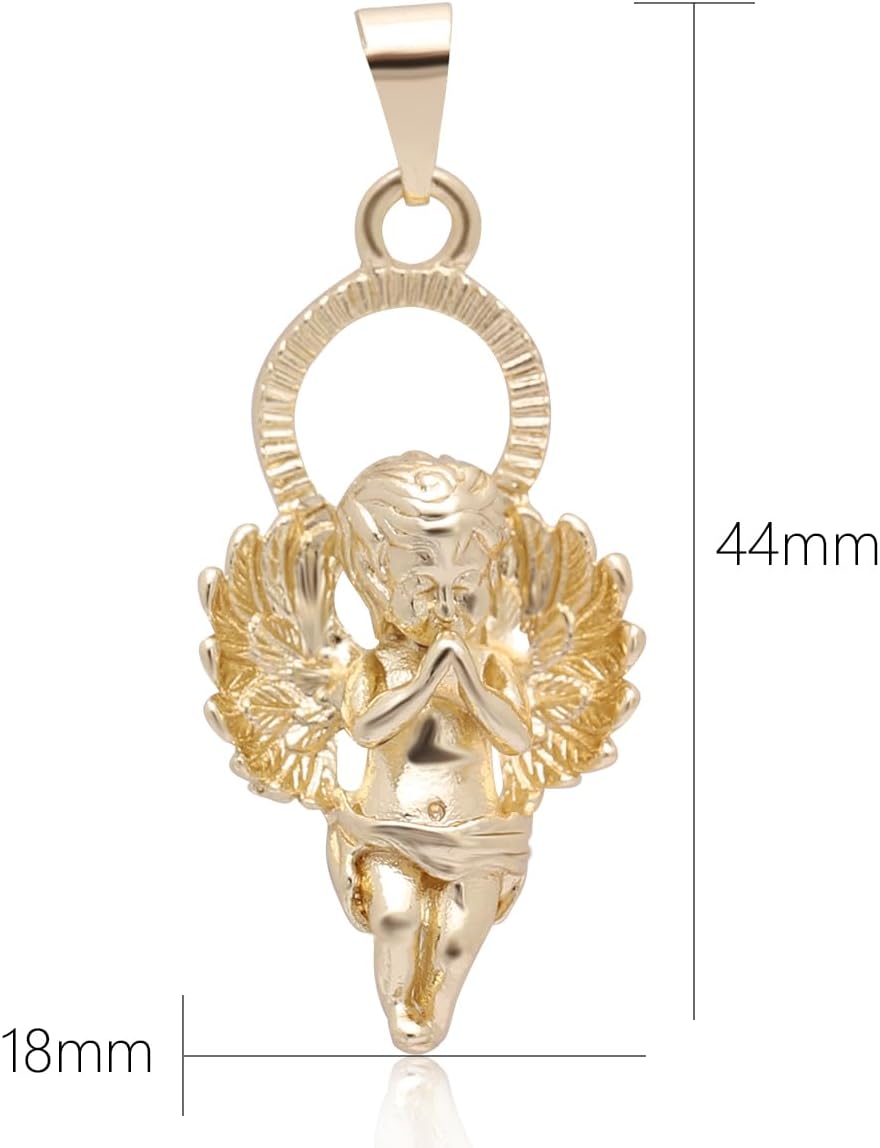 Angel Wings Pendant Necklace for Women, Gold Plated Praying Cherub Angel Charm, Guardian Angel Jewel