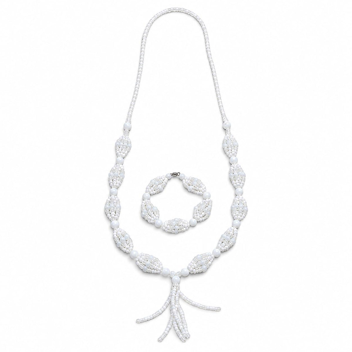 Yoruba Collar y Mazo Beaded Set – Spiritual Santeria Religious Necklace & Ilde, Handmade Obatala