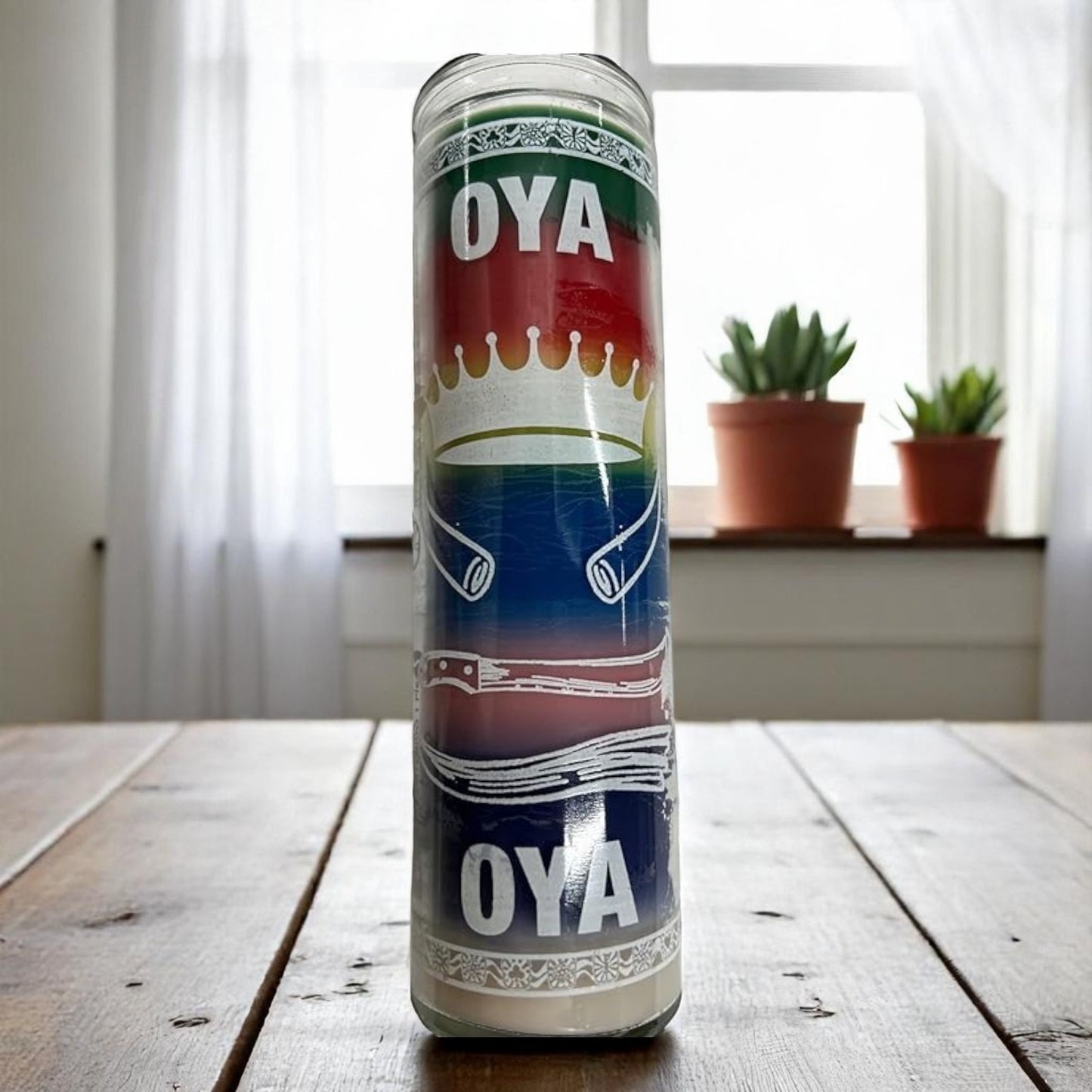 Prayer Candle 7 Day OYA 8" Inch Vela de OYA Unscented Pillar Candle in Glass