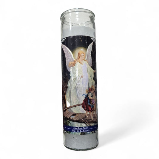 Prayer Candle 7 Day Guardián Angel 8" Vela de Angel de la Guarda Unscented Pillar Candle in Glass