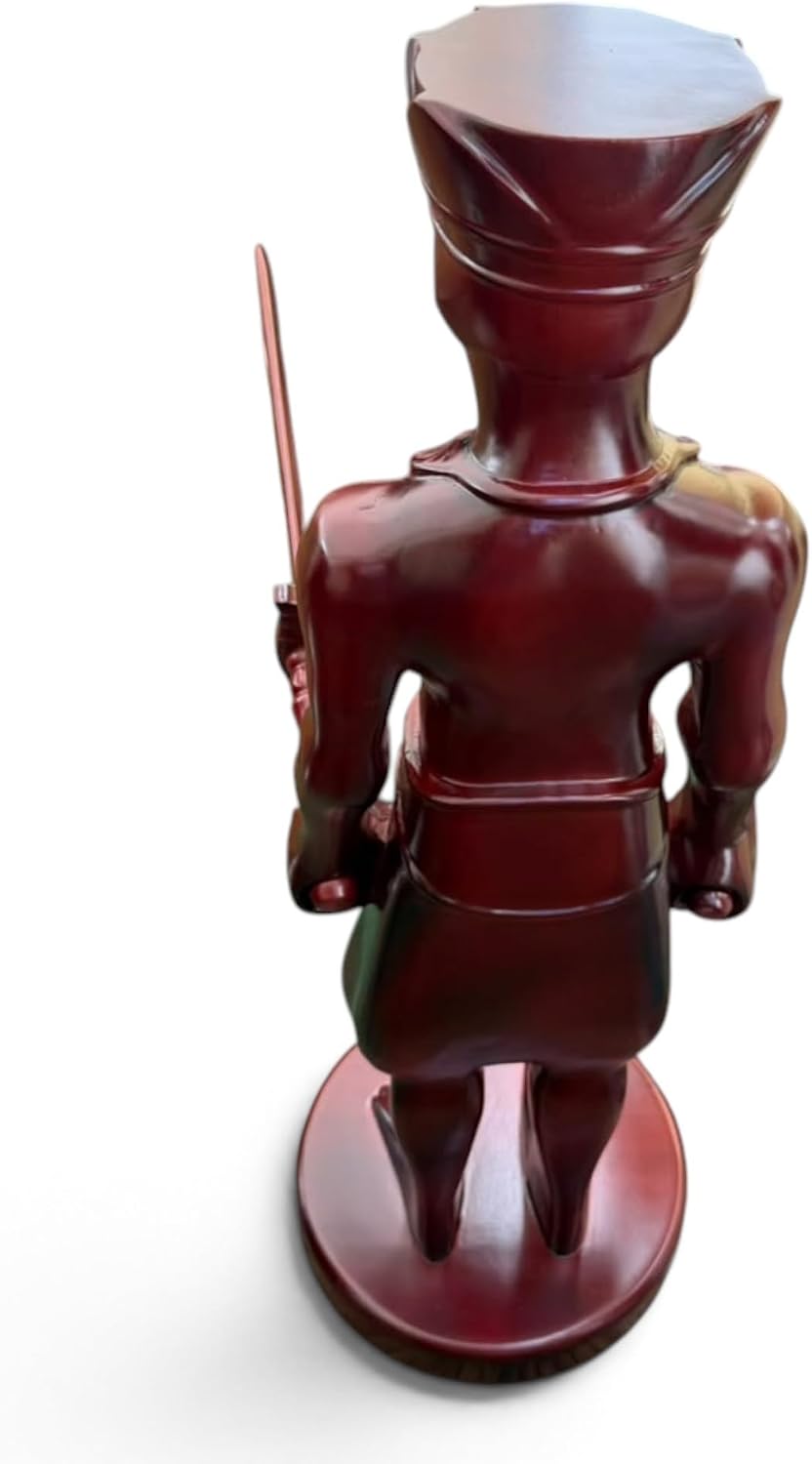 36-Inch Chango Pedestal Statue – Yoruba Santeria Spiritual Altar Stand with Sword & Axe, Hand-Carved