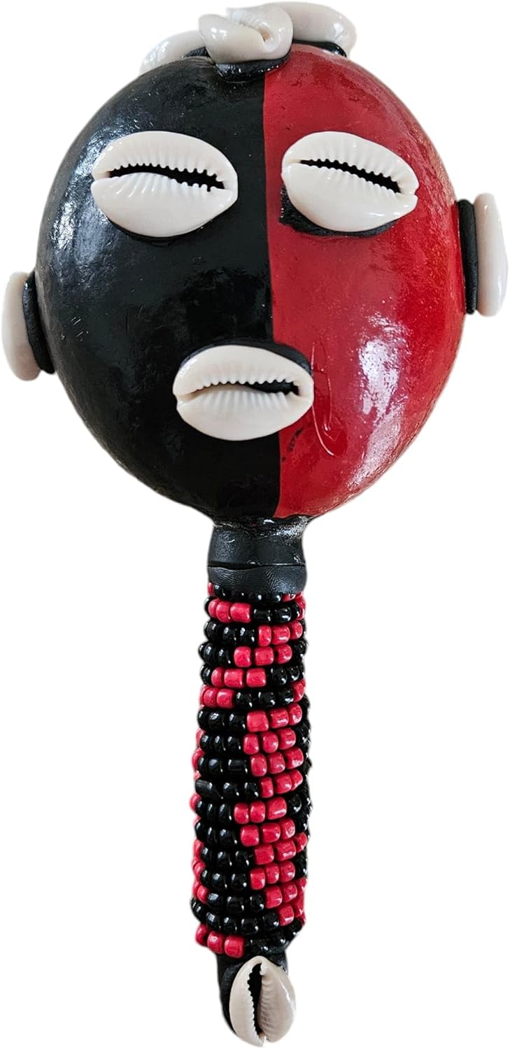 Elegua - Eshu Maraca Handcrafted for Santeria and Spiritual Practices with Cowrie Shells, Orishas