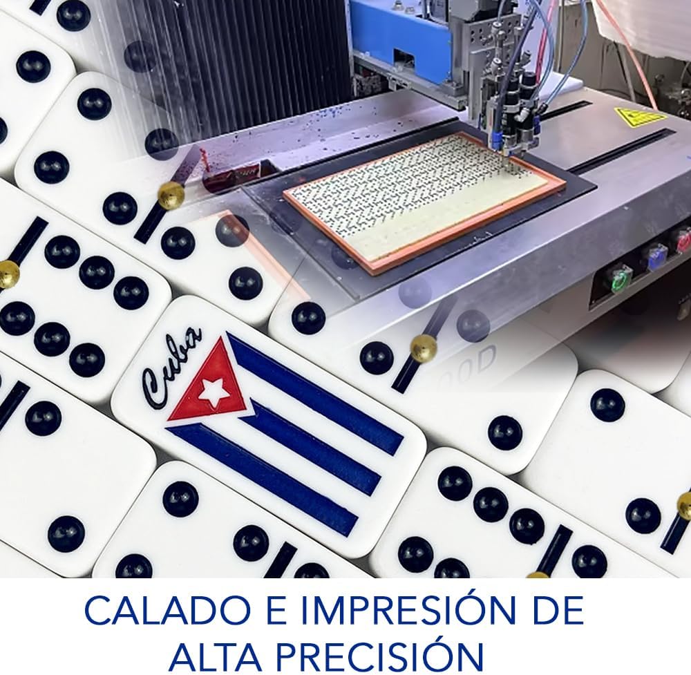 Domino Cubano Doble Nueve Cuban Dominoes Double Nine with Cuban Flag on Chips
