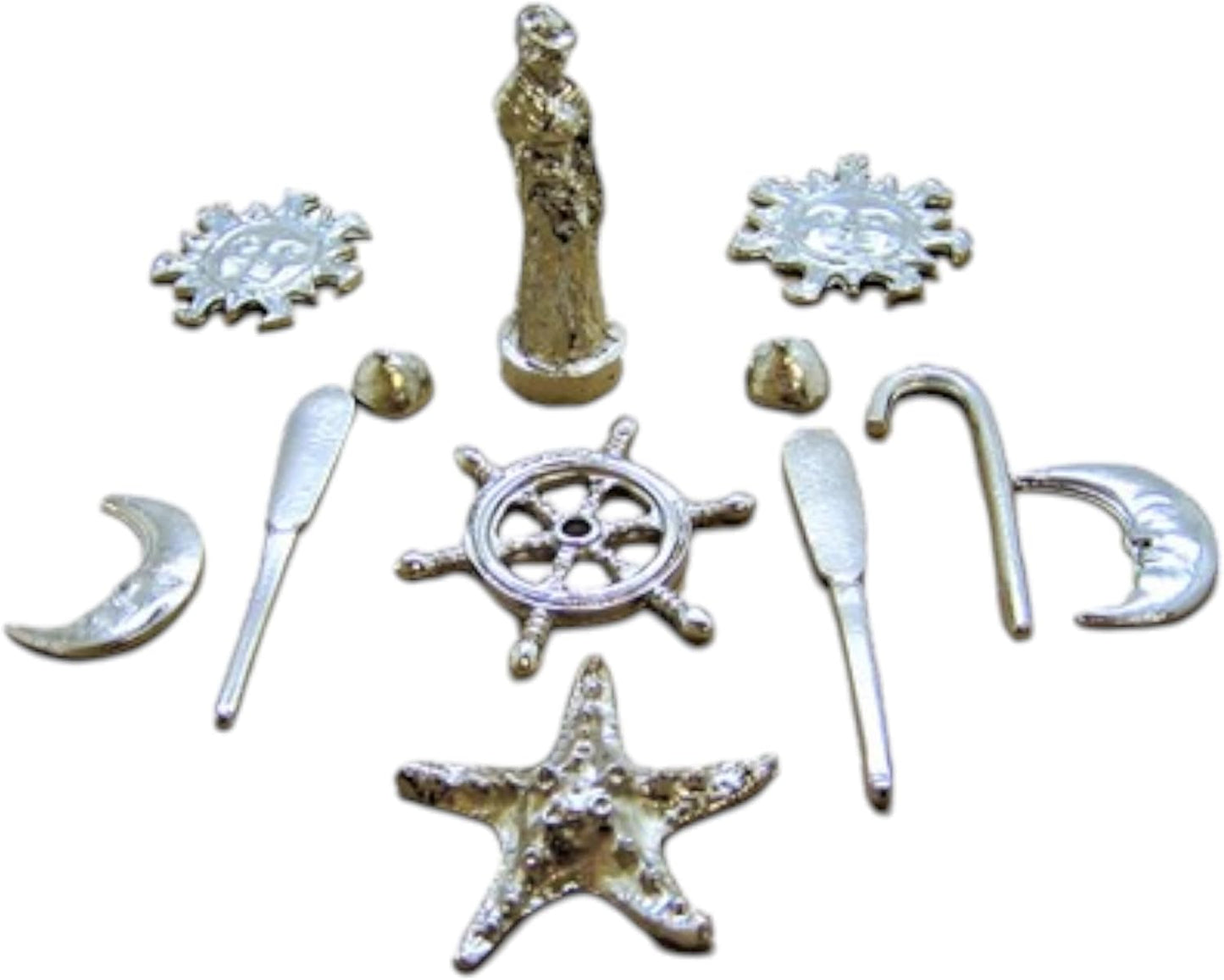 Yembo – Spiritual Ritual Tool with 1 Figure, 2 Rows, 1 Ship Wheel, 2 Rocks, 1 Starfish, 1 Cane, 2 Sun, and 2 Moon