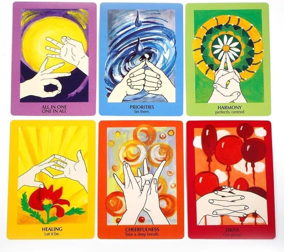 The Handy 68-Card Mudras Oracle Tarot Deck, Yoga Spiritual Practice Accessories for Energy Alignment