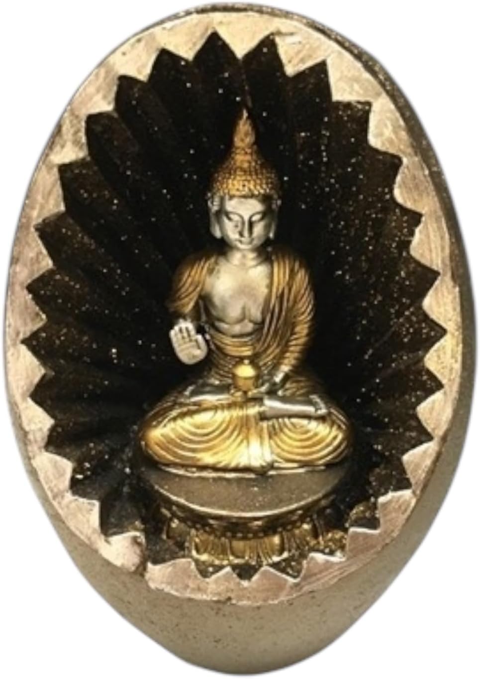 Buda Adulto en Esfera - Gold Brown Adult Buddha in a Sphere Religious Statue Figurine