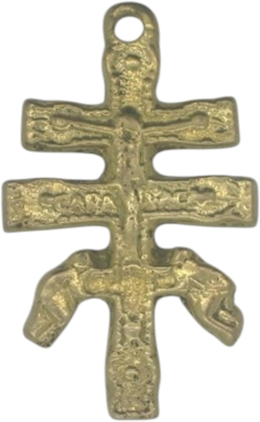 Cruz de Caravaca Gold-Plated Pendant - Double Cross Religious Amulet for Protection and Spiritual Devotion